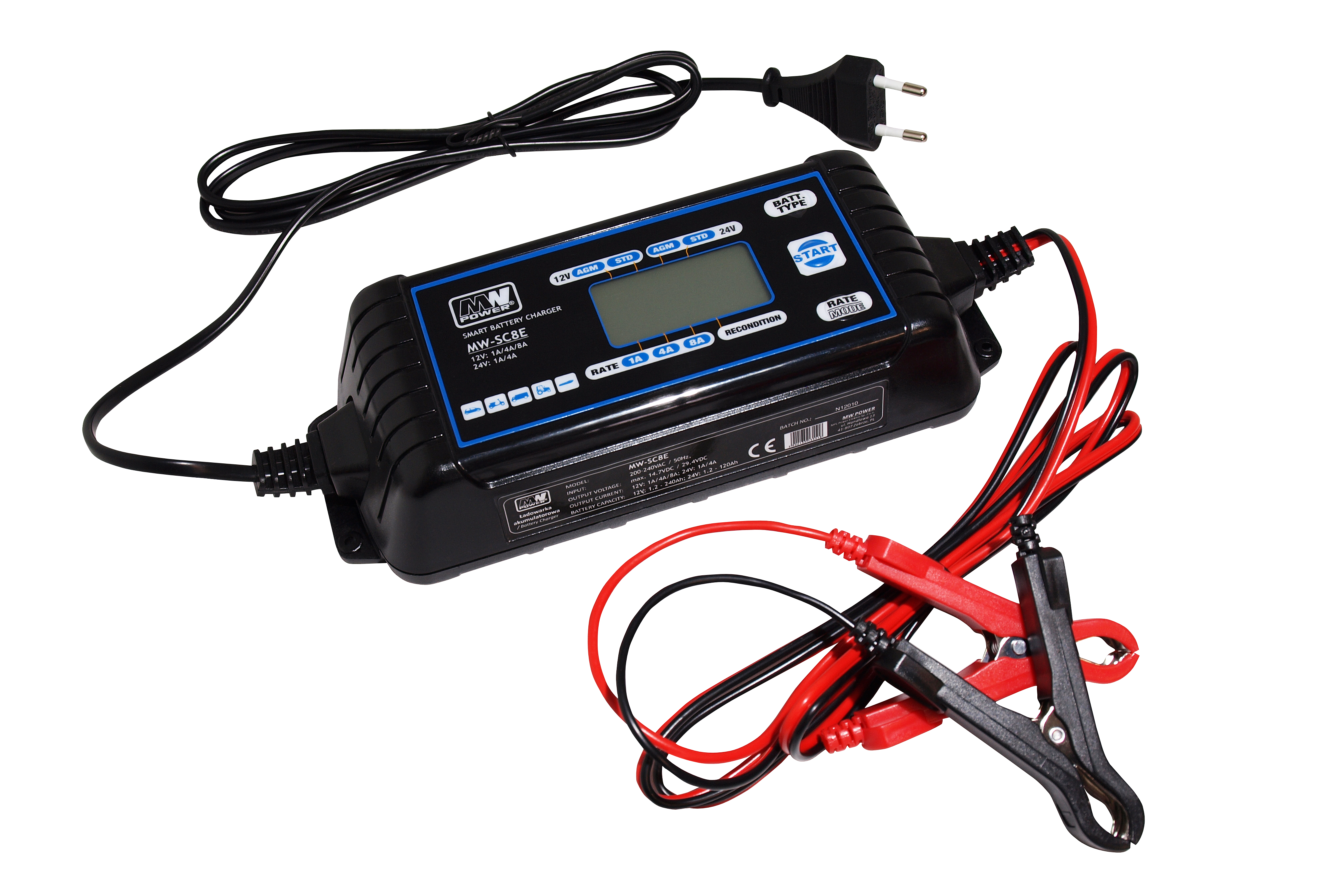 Ładowarka 12V: 1A/4A/8A; 24V: 1A/4A