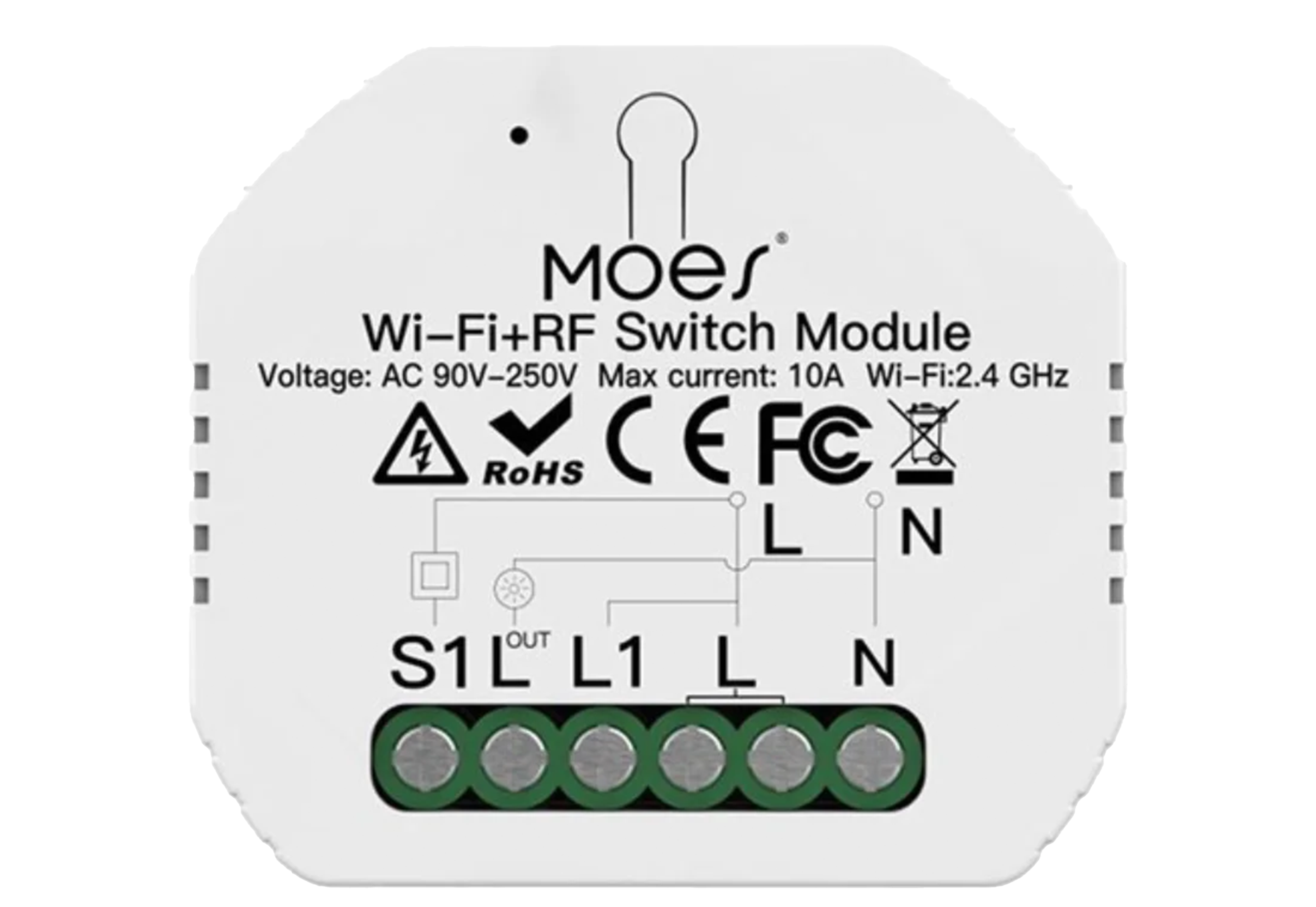 Przekaźnik Dopuszkowy 1-Kanałowy Wi-Fi + RF Moes MS-104 Tuya