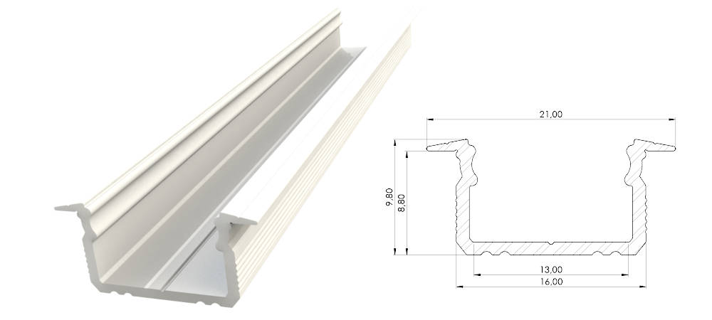 Wpuszczany profil ALU biały lakier 9x16mm 3030mm GROOVE white lacquer