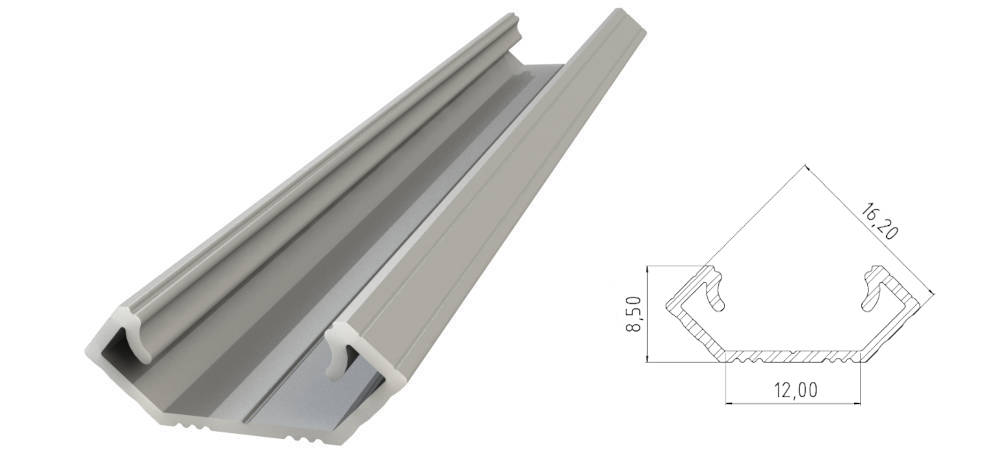 Narożny profil ALU anoda srebrny 4150mm CORNER anoda silver