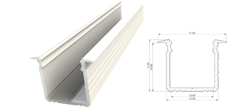 Wpuszczany profil ALU biały lakier 15x16mm 2010mm GROOVE white lacquer