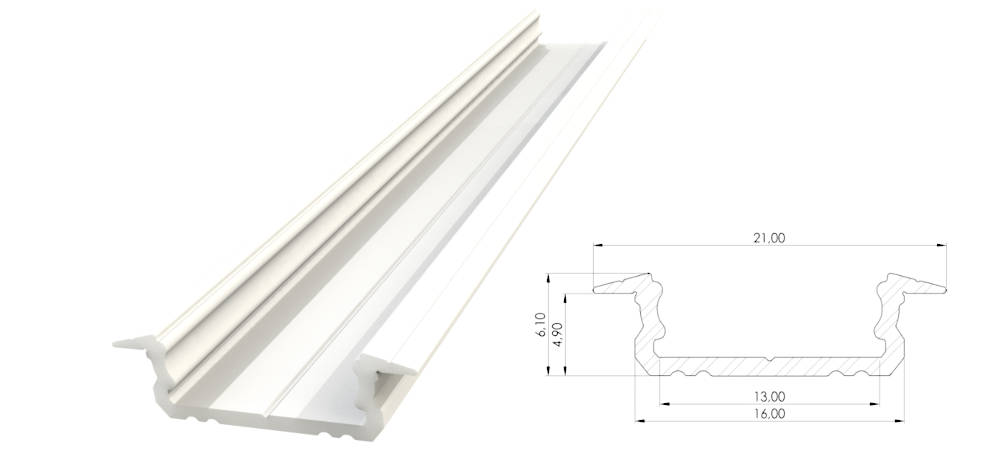 Wpuszczany profil ALU biały lakier 5x16mm 2010mm GROOVE white lacquer